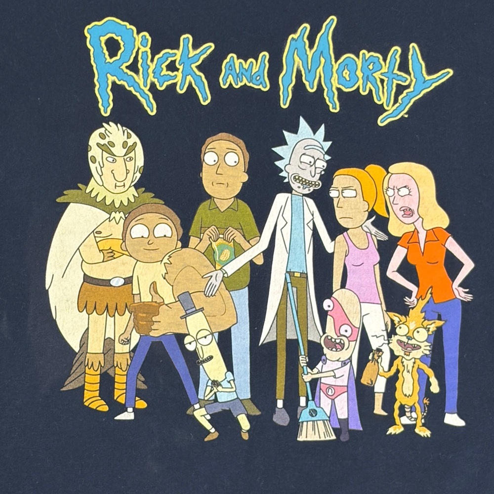 Rick and Morty Navy Blue T Shirt Size Large Unisex